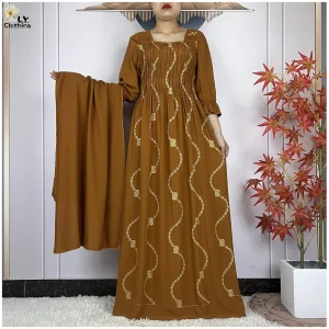 Abaya-Robe africaine élégante en coton pour femmes, vêtement islamique, taille renforcée, nouvelle collection