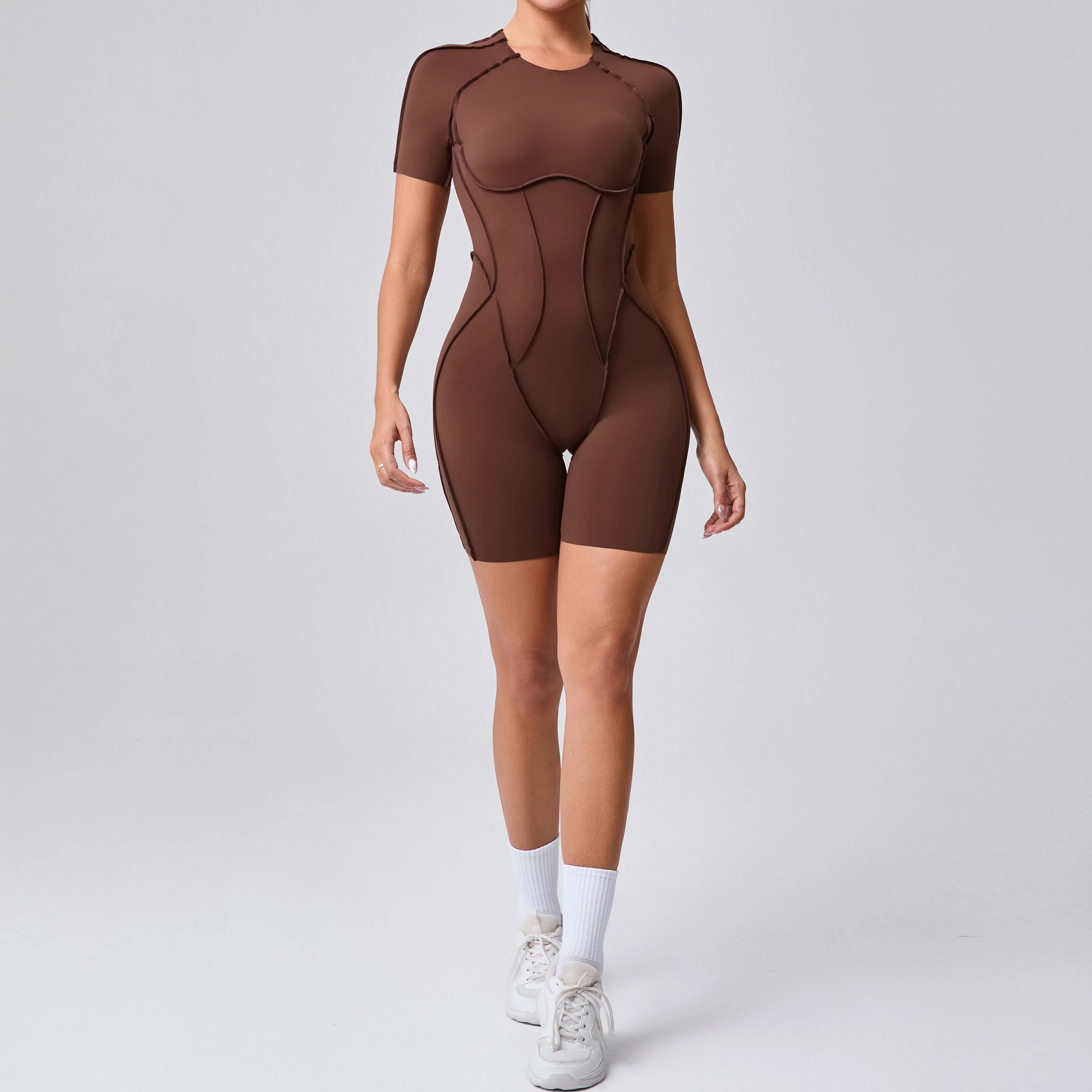 Combinaison courte vêtements de sport pour femmes vêtements de sport salopette de Fitness dos nu Scrunch butin Yoga costume ensemble de sport tenue