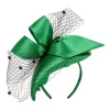 luxe vert violet bleu satin fascinator chapeau coiffure pour les femmes cocktail banquet fête fascinators élégant visage voile casque