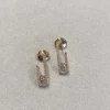 boucles d'oreilles coulissantes en diamant mobile pour femmes, bijoux en argent regardé pur 925, conception en or rose, fête de mariage, mini taille mignonne