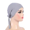h048 coton uni cravate dos chapeaux turban musulman couleur pure extensible intérieur hijabs sous écharpe femmes foulard sous hijab bonnet