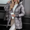 vêtements en coton à capuche pour femmes, manteau parka à manches longues, couleur unie, fermeture éclair, mode automne hiver