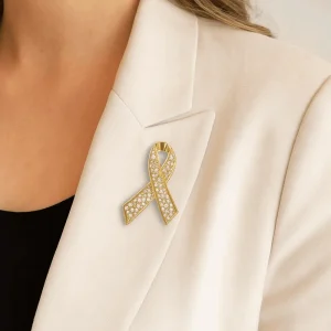 Broche de ruban noir en cristal strass, épingle commémorative pour les funérailles de sensibilisation au Cancer de mélancome, Cancer de la peau du Cancer du sein
