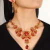 ensemble de bijoux élégants et exagérés en strass, boucles d'oreilles exquises en cristal, collier de luxe brillant pour femmes, bijoux de fête