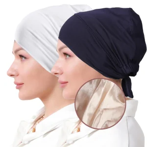 Bonnet Hijab en Satin Modal Double couche, Turban musulman, Bandana, sous-capuchon islamique avec cravate, Hijabs instantanés pour femmes, foulards turcs