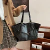 sac fourre tout de luxe vintage de grande capacité, sac à main polyvalent pour le travail de banlieue, classe d'étudiant, boucle de ceinture sous les bras, sac de shopping pour femmes