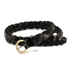 ceinture en cuir pour femmes, avec boucle ronde dorée tressée, ceinture fine décontractée pour étudiantes, accessoires de vêtements pour dames