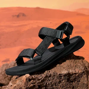 Sandales noires de soutien de la voûte plantaire décontractées pour hommes, antidérapantes, respirantes, sandales de sport de plage et de vacances pour la marche d&rsquo;été, taille 40-45