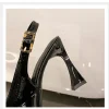 noir pointu sandalias de mujer peu profond confortable en cuir verni chaussures de mode femme français sexy talons hauts chaussures de créateur
