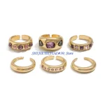 E21F Élégant zircone cucone Ring ajusté Set Set Fashion Fashion Bijoux mode pour les femmes Portez des bijoux en or quotidien