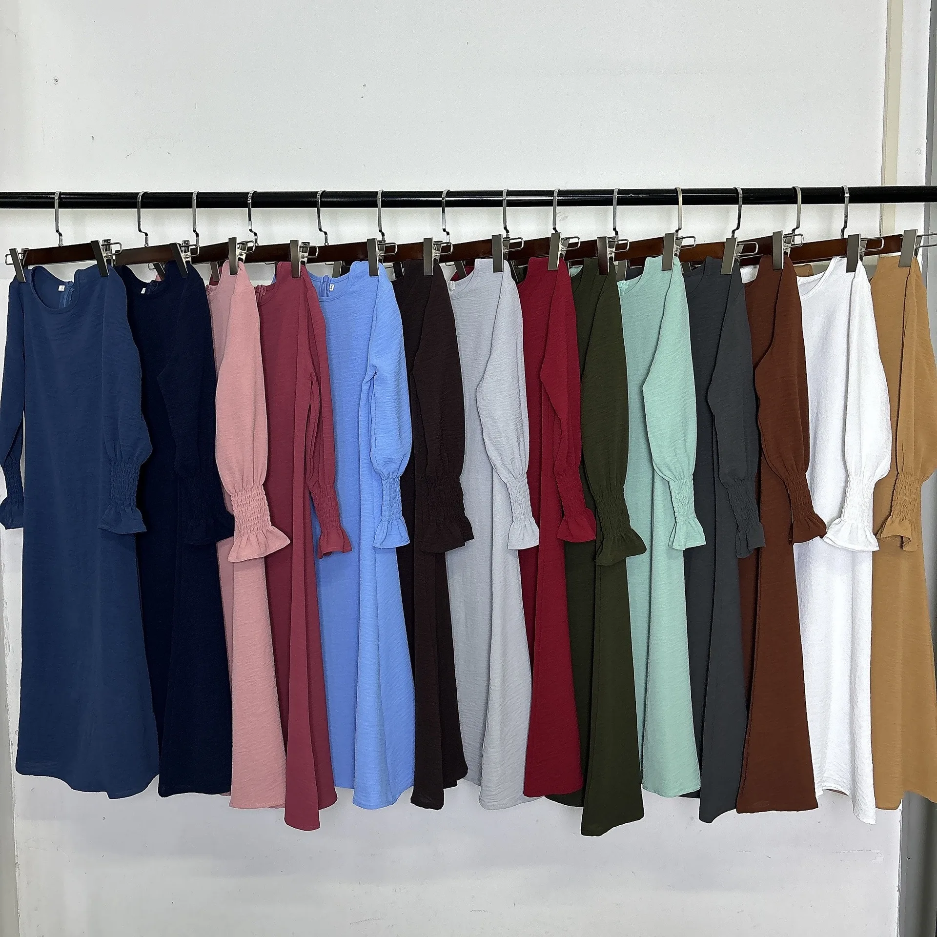 abayas noires pour enfants, col rond, sans extensible, manches longues, vêtements de prière ramadam, caftan de luxe musulman de dubaï pour enfants