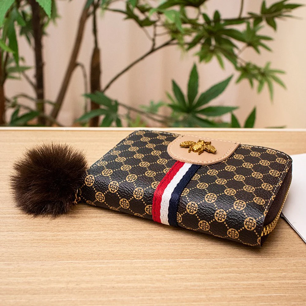 Pochette de luxe imprimée Vintage 2025 avec décor en métal abeille dorée, bracelet court en PU, cadeau de noël, livraison gratuite