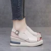 2025 été sandales à plate forme compensée mode rétro romen chaussures de plage dames décontracté peep orteil doux confortable sandalias de mujer