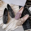 chaussures plates rétro légères pour femmes, mocassins décontractés à enfiler, nœud papillon, perles, automne, nouveau, 2023