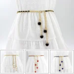 Ceinture taille haute en or et argent pour femme, ceinture assortie, bijoux de fête, robe, environnement en métal, mode