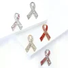 broches de ruban de sensibilisation en strass pour femmes, épingle à revers, robe, bijoux de fête, accessoires cadeaux
