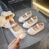 Chaussures plates en cuir pour filles, chaussures de Ballet princesse à la mode pour petits enfants, bord à volants doux, chaussures de Performance pour enfants