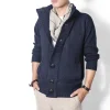 cardigan à manches sulfen cachemire pour homme, veste ouverte, couleur abricot avec poches, style streetwear décontracté
