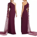 Robe de soirée de luxe personnalisée, avec des appliques scintillantes, châle asymétrique épaule dénudée, robes longues charmantes, occasions sur mesure, fête exquise