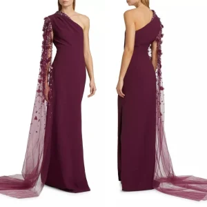 Robe de soirée de luxe personnalisée, avec des appliques scintillantes, châle asymétrique épaule dénudée, robes longues charmantes, occasions sur mesure, fête exquise