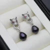 boucles d'oreilles tendance pour femmes, suspendues en vraie rivière, perles de culture d'eau douce naturelles, cadeau d'anniversaire pour mère et fille, blanc et noir