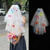 nouveaux voiles de mariage colorés avec pince, pompon doux, maille en tulle, accessoires photo papillon, voile blanc, accessoires de coiffure