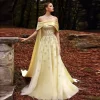 Sharon Said-Robe de Soirée en Satin Jaune pour Femme Arabe, Luxe, Dubaï, avec Cape Off, Initiée pour ixde Mariage, Tout ce que SS455 Personnalisé