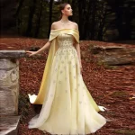 Sharon Said-Robe de Soirée en Satin Jaune pour Femme Arabe, Luxe, Dubaï, avec Cape Off, Initiée pour ixde Mariage, Tout ce que SS455 Personnalisé