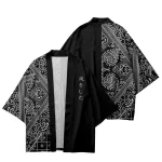 Yukata Haori – ensemble Kimono et short pour hommes, vêtements asiatiques, Cardigan, chemise traditionnelle japonaise, imprimé noir