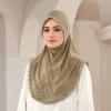 Élégant brodé dentelle style ethnique écharpe bandana long hijabs châle malaisien mince enveloppes châle femme