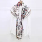 Foulard en soie à fleurs de luxe, châles doux et fins en Satin, protection solaire, grande plage, Hijab pour mariée/demoiselle d&rsquo;honneur