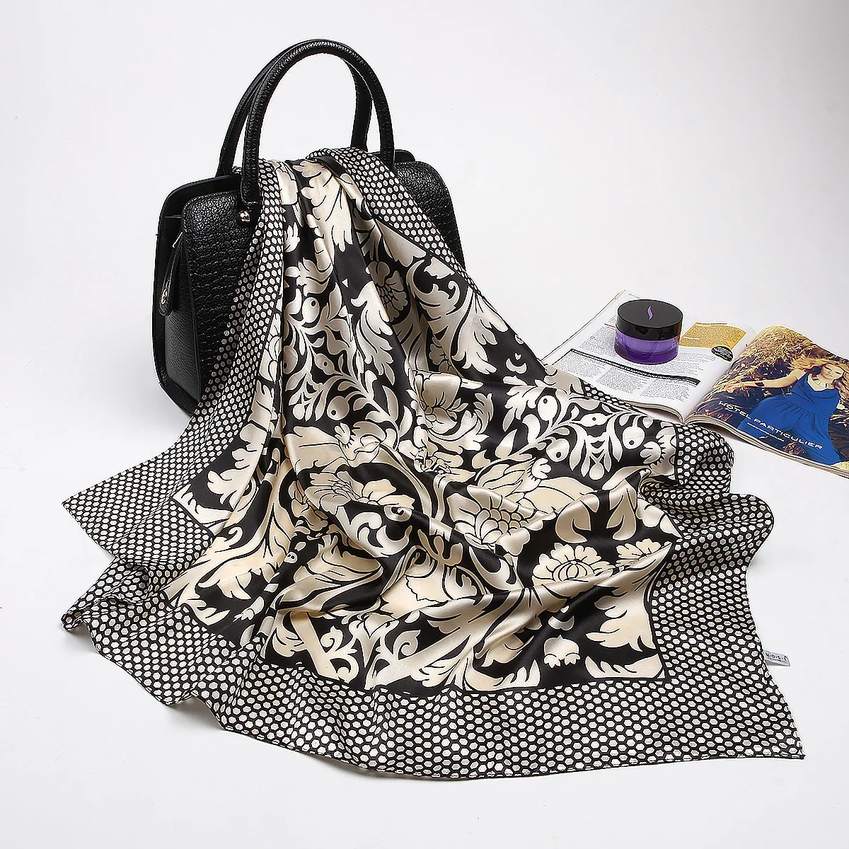 mode soie satin hijab écharpe pour femmes imprimé foulard cheveux écharpes femme 90 cm * 90 cm carré châle enveloppes cou écharpes pour dames