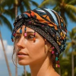 Foulard élastique coloré perlé, Hijab respirant, Turban de queue imprimé, Style indien Hip-hop, pré-cravate, enveloppes de tête pour l&rsquo;extérieur