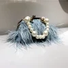 sac à poignée de marque de luxe 2025 mode femme portefeuille rétro lux sac à bandoulière nouveau tempérament plumes perle chaîne bandoulière pochette