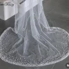 Voile de mariée de luxe pour mariée, bord de perles denses, mantille, Long voile de mariée, accessoires de mariée, ivoire, 1 niveau