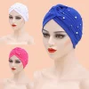 inde chapeau hijabs casquette africaine bandeau dames bandeau femmes perlé turban bonnet couleur unie coton turban chapeau intérieur hijab casquette