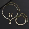 Ensemble de bijoux de mariée de luxe, élégant, collier et boucles d&rsquo;oreilles en Zircon, tempérament exquis, Bracelet en strass, accessoires pour robe