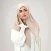 hijab en jersey de strass scintillants, écharpe musulmane triangulaire beige, bandeau islamique doux et extensible avec détails éblouissants pour le quotidien