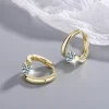 boucles d'oreilles simples en argent sterling 925 et cristaux dorés pour femmes, bijoux de luxe à la mode pour mariage, tendance 2024