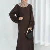eid robe islamique modeste pour femmes abaya à lacets manches maroc décontracté ramadan robes prière caftan dubaï robe longue musulmane