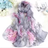 femmes mode mousseline de soie georgette foulard en soie pour musulman hijab pivoine fleur bandana été plage sarong écharpe et châle hy30