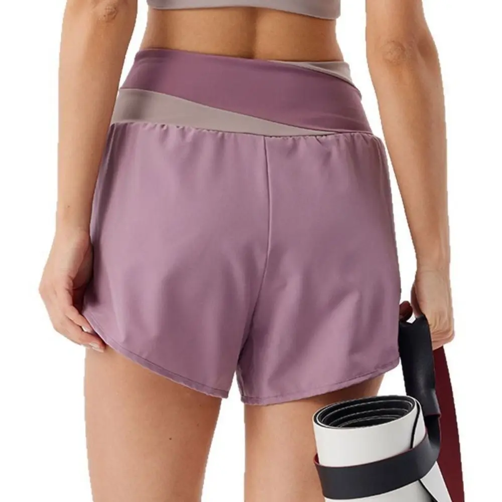 Short de sport respirant pour femmes, ceinture élastique colorée, jupe de Yoga plissée, doublure intérieure 2 en 1