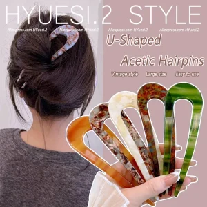 Fourchettes à cheveux de Styles français, épingles à cheveux en forme de U en écaille de tortue pour femmes et filles, bâtons de chignon, accessoires de coiffure Vintage d&rsquo;été