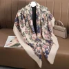 foulard carré de style ethnique de 140cm avec glands pour femmes, châle en sergé imprimé floral russe, écharpe hijab d'hiver
