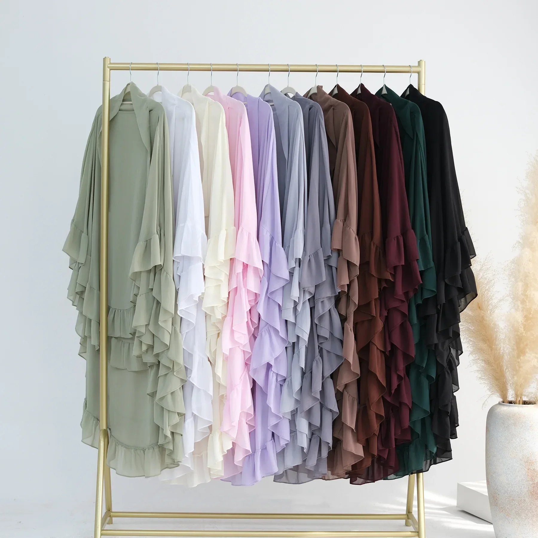 volants extra long 2 couches en mousseline de soie khimar, écharpe hijab pour femmes musulmanes douces, vêtements islamiques dubai turk, foulard, ramadan eid