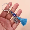 amolette turc evil eye tassels keychain, blue eye key ring, fatima hand, pmotfor handbag, jewelry accessrespiration