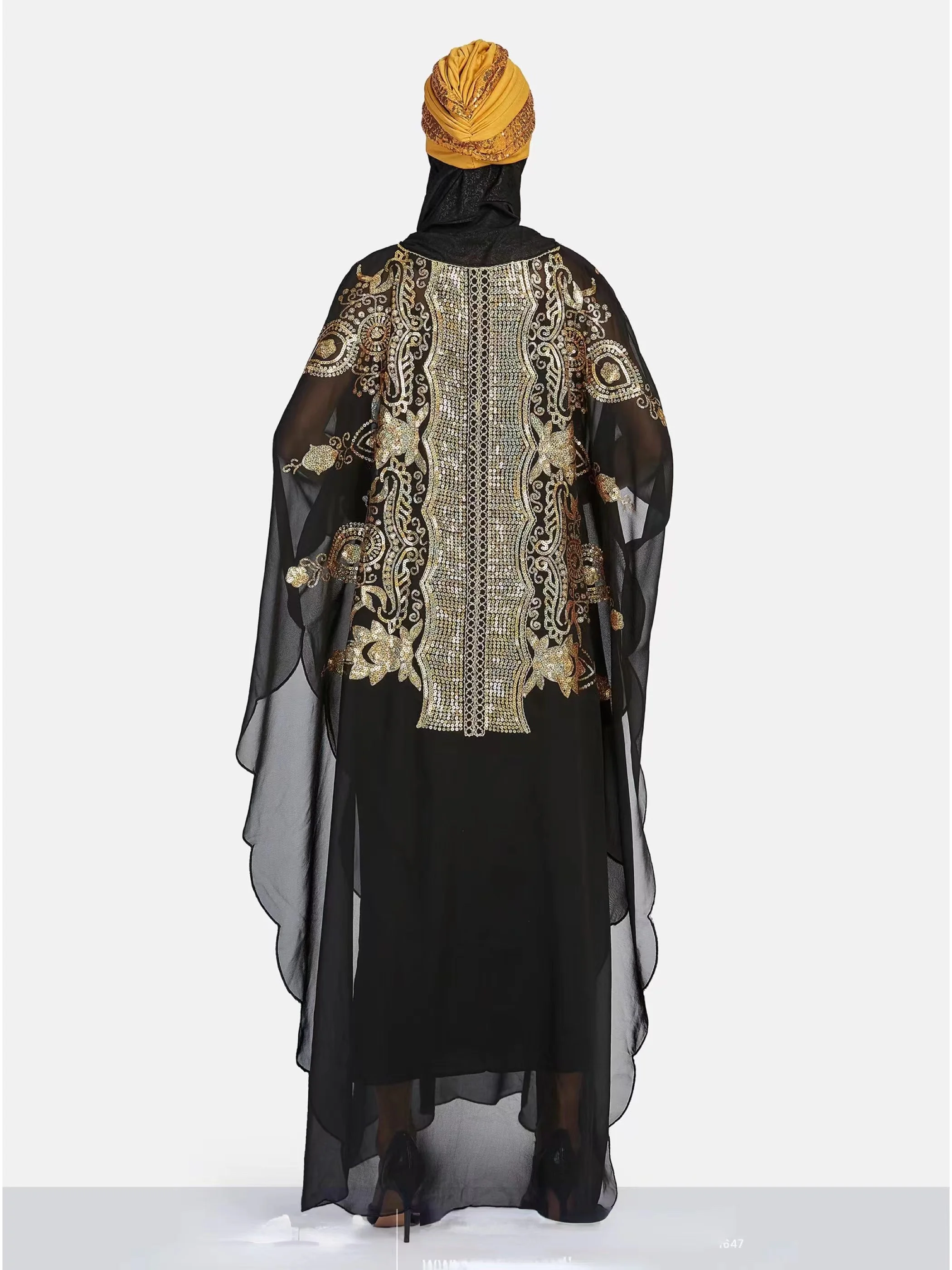Abaya-Robe africaine en mousseline de soie, grande taille, style ethnique traditionnel, paillettes, printemps, 2023