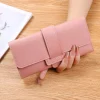 portefeuille long en cuir élégant pour femme, pochette à trois volets, porte cartes de crédit pour femme, sac à main rose mignon avec poche à monnaie zippée