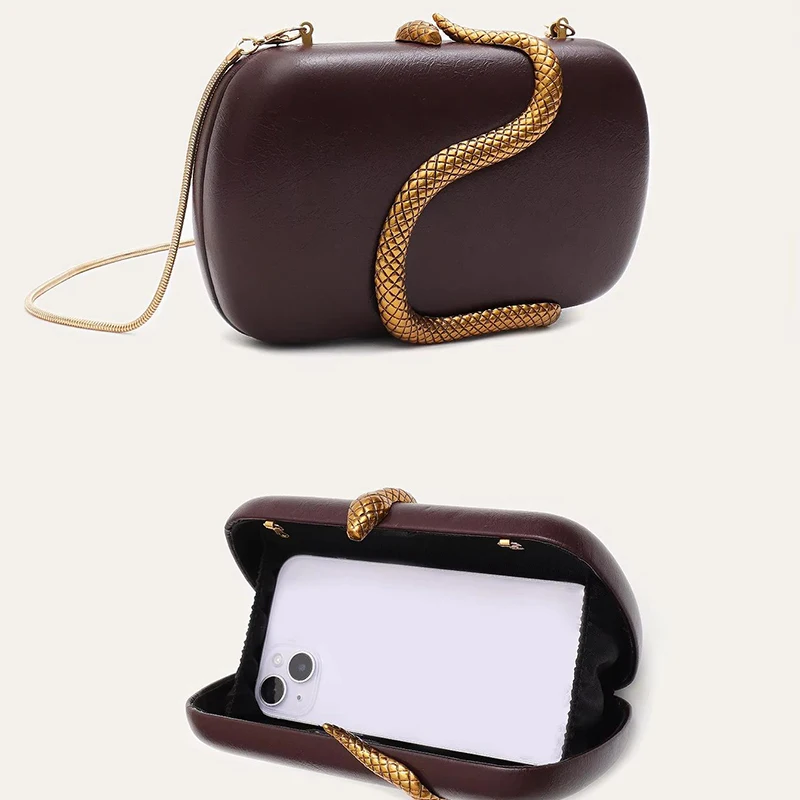 Pochette de soirée serpent, sac à bandoulière de styliste élégant à motif Python pour femmes, sac de boule en forme de boîte à chaîne, sac à main pour Banquet de mariage