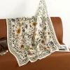 foulard carré en satin de soie 110x110cm, châle imprimé floral musulman, hijab imprimé à la mode pour femmes, mouchoir en voile de coton doux